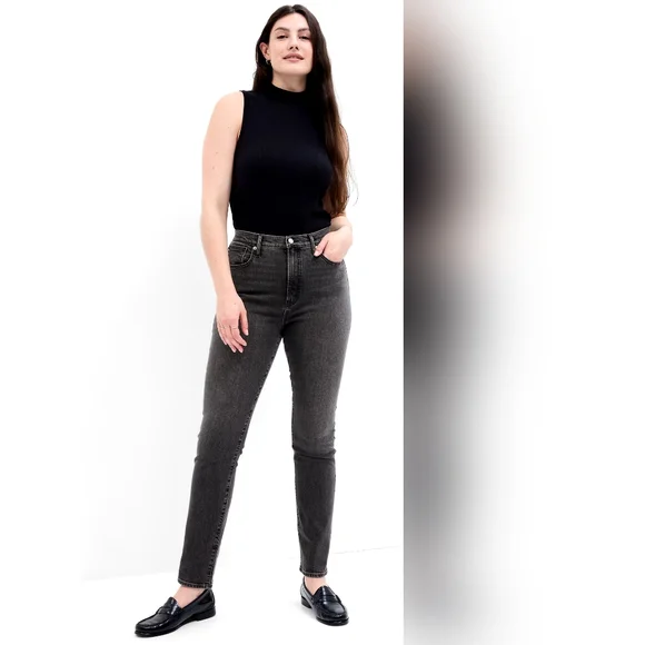 Gap High Rise Vintage Slim Jeans Black Wash 16/33L $70 NWT - Picture 1 of 7